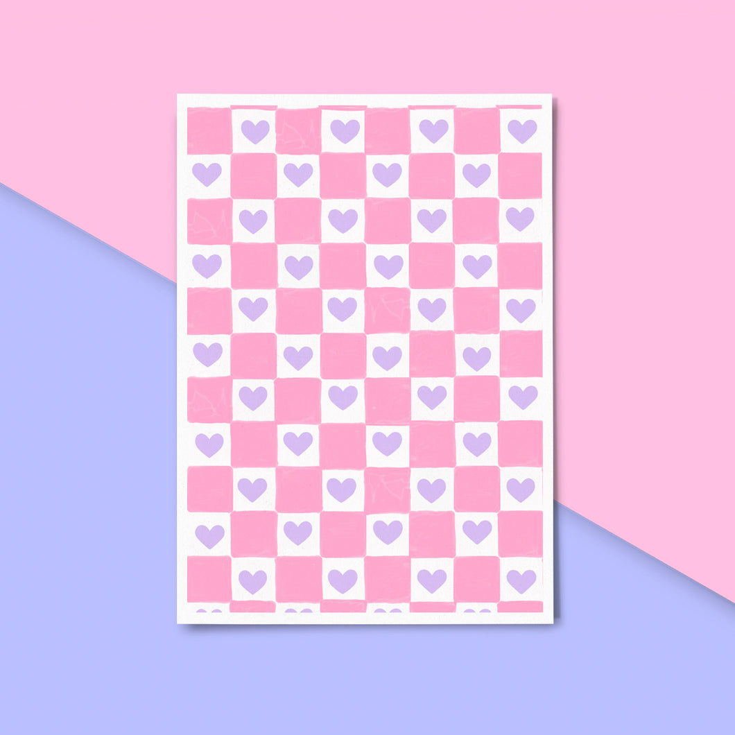 Heart Checkerboard Print